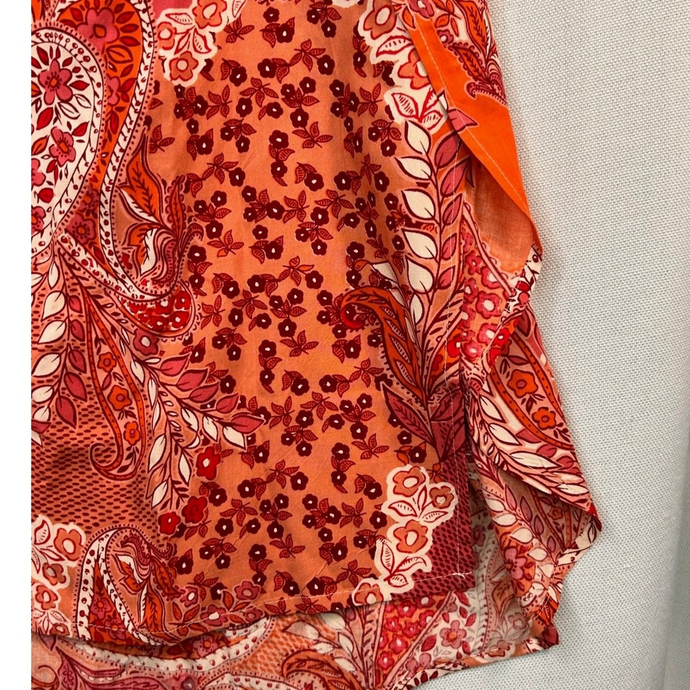 Patrons of Peace Boho Maxi Wrap Skirt L Orange Paisley Patchwork Festival Hippie - Picture 8 of 15